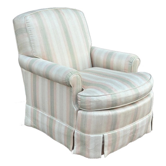 Vintage Baker Furniture Petite Skirted Club Chair With Tight Back For Sale