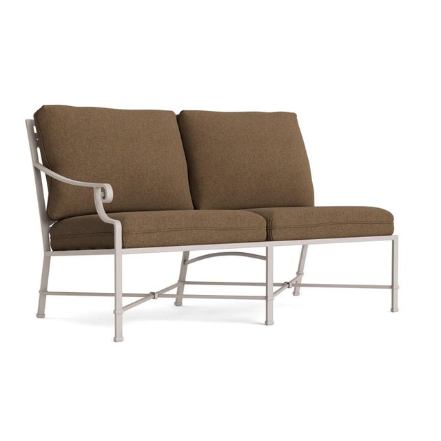 Brown Jordan Venetian Left Arm Loveseat, Dove frame with Fusion Moccasian fabric For Sale - Image 12 of 12