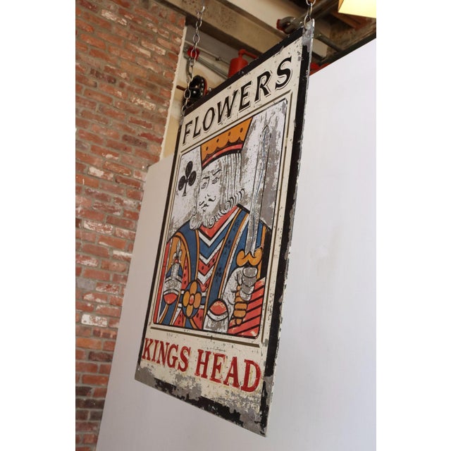 English Early 20th Century Double-Sided "Kings Head" Hand Painted Metal English Pub Sign For Sale - Image 3 of 18