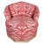 A pair of vintage swivel barrel chairs, newly upholstered in red Sister Parish animal print. A comfortable, octagonal...