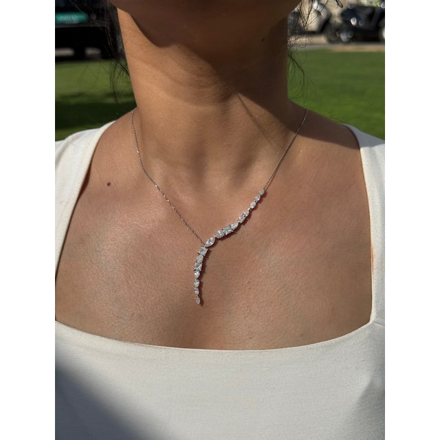 Luxurious 5.54 Carat Diamond Y-Drop Necklace in 14k White Gold 17 Inches For Sale In New York - Image 6 of 14