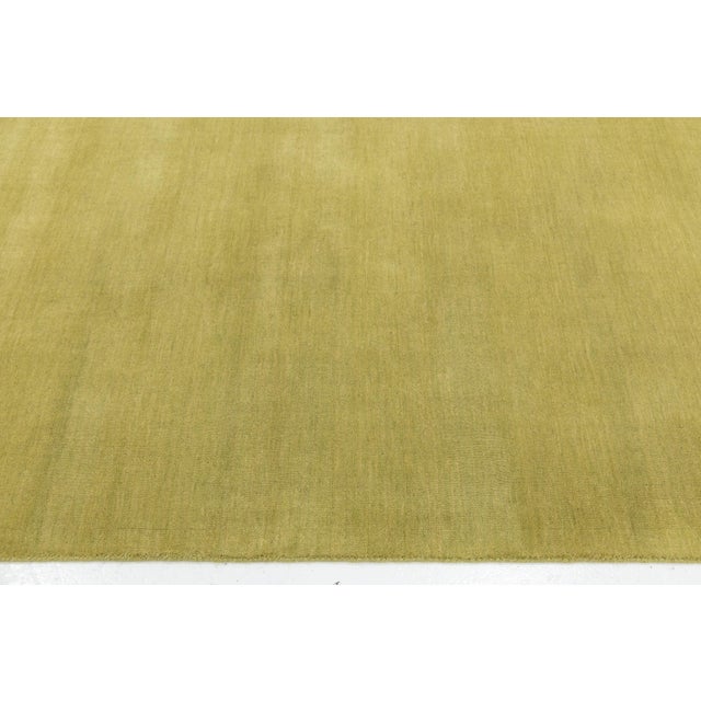 Goldenrod Apadana's Modern Gabbeh Hand-Loom Wool Area Rug in Citron Color For Sale - Image 8 of 9