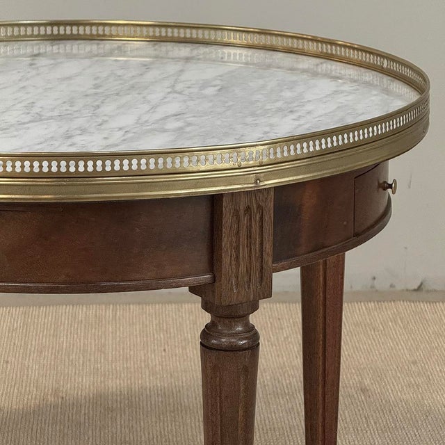 Antique French Louis XVI Mahogany Marble Top Bouillotte Table For Sale - Image 9 of 18