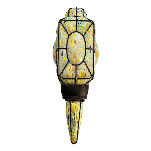 Polychrome Murano Glass Wall Lamp with Black Metal Frame, Italy, 1980s For Sale