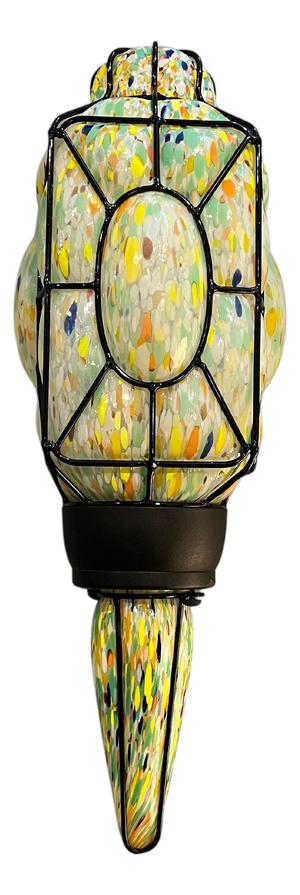 Polychrome Murano Glass Wall Lamp with Black Metal Frame, Italy, 1980s