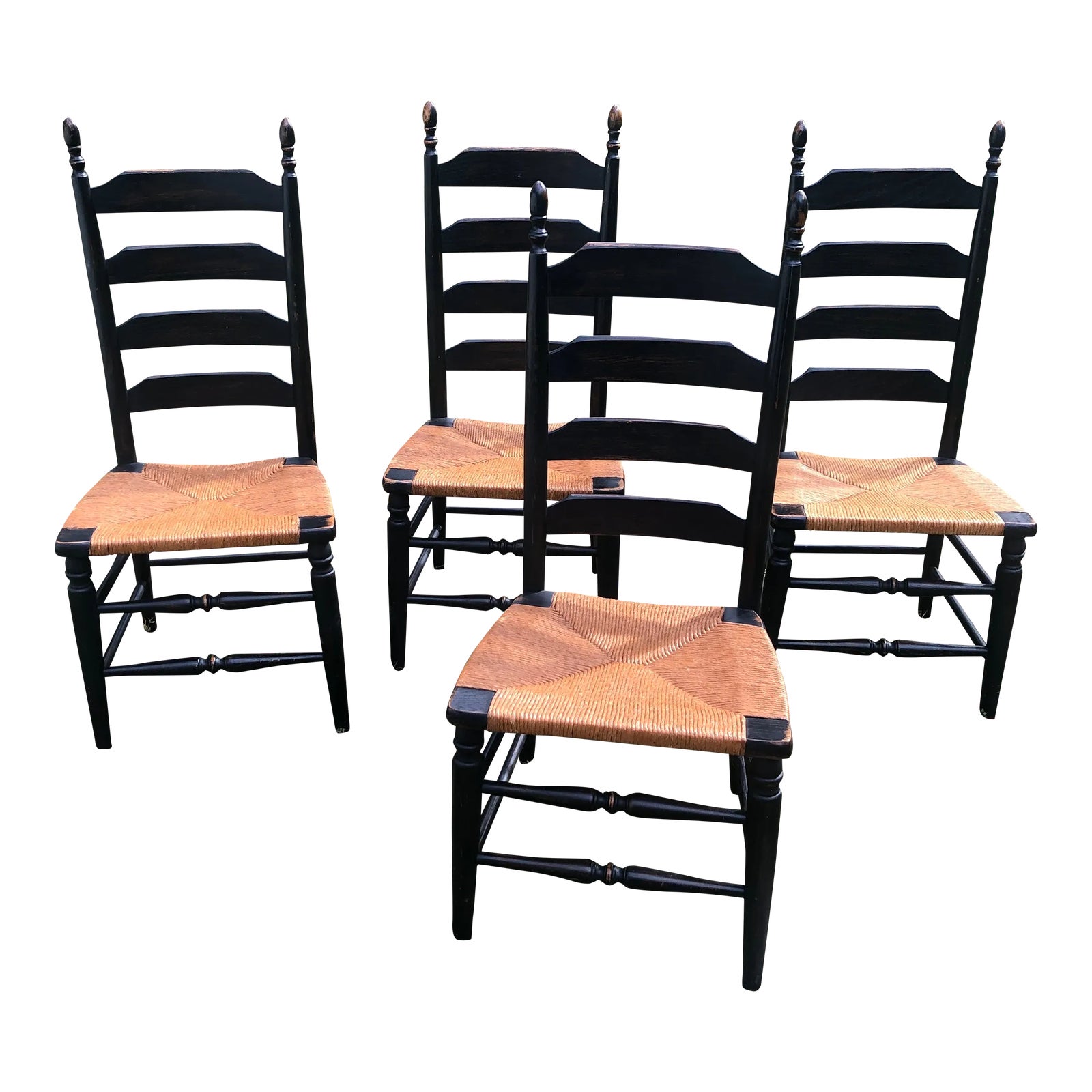 1970s Black LadderBack Chairs Set of 4 Chairish