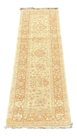 Late 20th Century Beige Maize Floral Persian Style Narrow Runner Rug