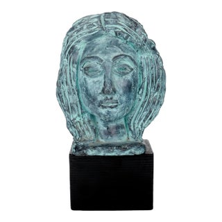 Tibor Jankay "Irenke" Mid-Century Modern Ceramic Sculpture on Wood Base For Sale