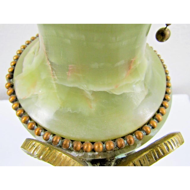 Antique French Neoclassical Green Onyx and Gilt Bronze Garland and Satyr Mounts Table Lamp For Sale - Image 10 of 17