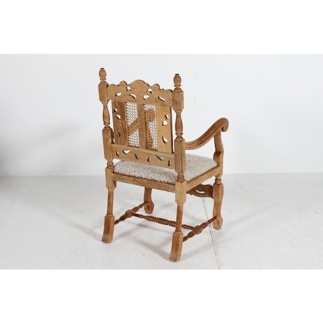 Axel Einar Hjorth Danish Renaissance Handcrafted Armchair in Oak and New Sheepskin by Axel Einar Hjorth, 1940s For Sale - Image 4 of 9