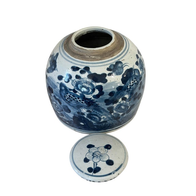 Ceramic Vintage Chinoiserie Blue & White Porcelain Ginger Jar W/ Swallow Birds 9" H For Sale - Image 7 of 8