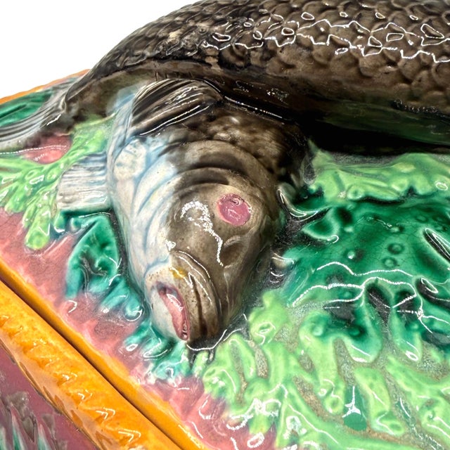George Jones Majolica Sardine Box on Pink Ground, English, English, Ca. 1870 For Sale - Image 6 of 18
