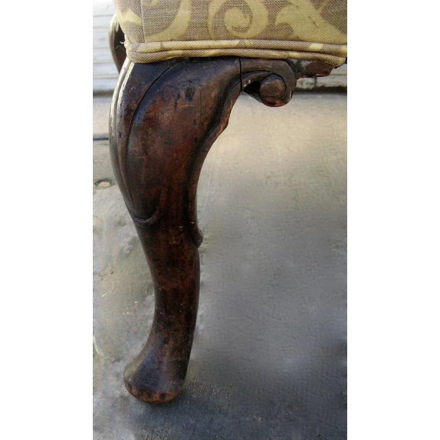 CH 837 English chaise with adjustable ratchet back. Eight carved cabriole legs ending in pad foot. 6'2"W X 29"D X 35"H...