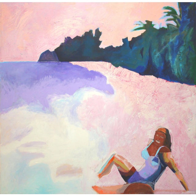 "At The Beach" Figurative Oil Painting Michael Eggleston 1999 For Sale