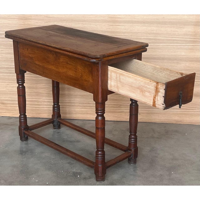 Summer Side Folding Oak Table with Square Top, 1940s For Sale - Image 11 of 18