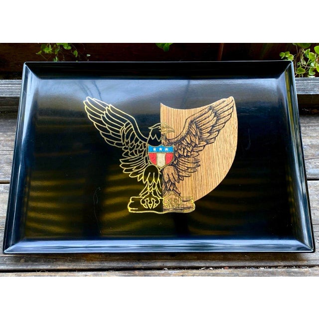 Created by Couroc of Monterey, California, this striking vintage serving tray celebrates the enduring symbols of American...
