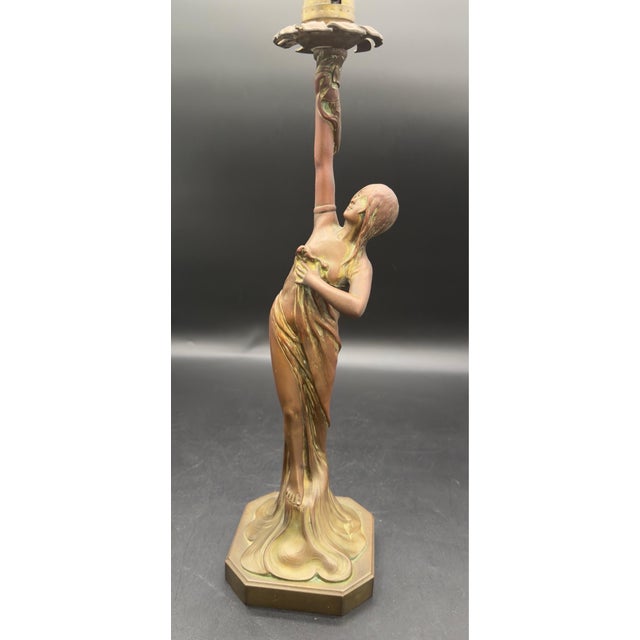 1900 - 1909 Antique Signed Ludwig Beck ( L. Beck ) Bronze Art Nouveau Table Lamp For Sale - Image 5 of 13