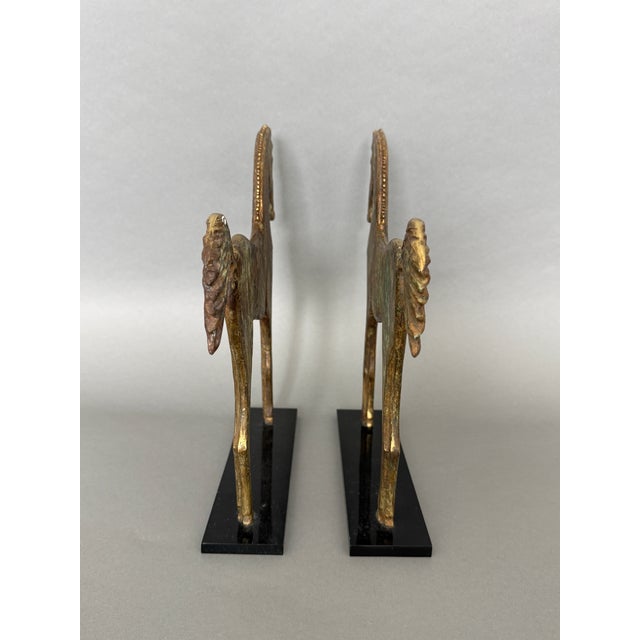 Vintage Heavy Bronze Standing Horse Equestrian Sculpture Book Ends Argentina For Sale - Image 9 of 12