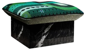 Hopi Ottoman with Green Pattern by Marta Bakowski