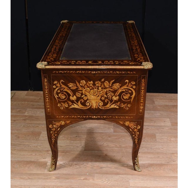Louis XV French Desk Knee Hole Writing Table For Sale - Image 4 of 12