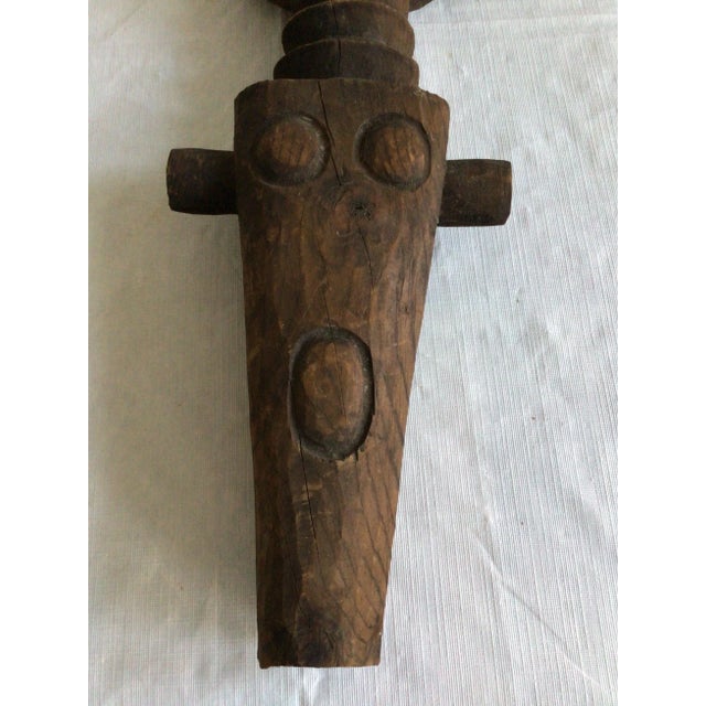 Brown 1940s Carved Wood Statue For Sale - Image 8 of 12