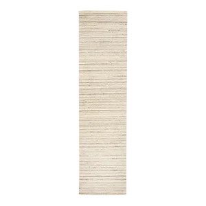2010s Beige Hand Loomed Organic Wool Modern Runner Oriental Rug