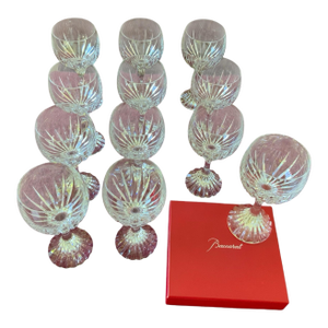 1979 Baccarat Massena White Wine Glasses Crystal No Trim 6-3/8” Mint - Set of 12