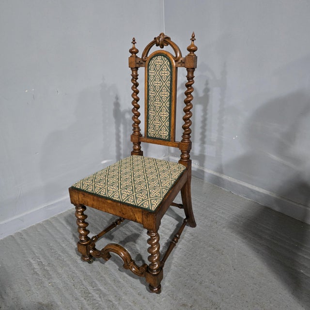 Antique Walnut Hall Chair, 1880 For Sale - Image 11 of 11