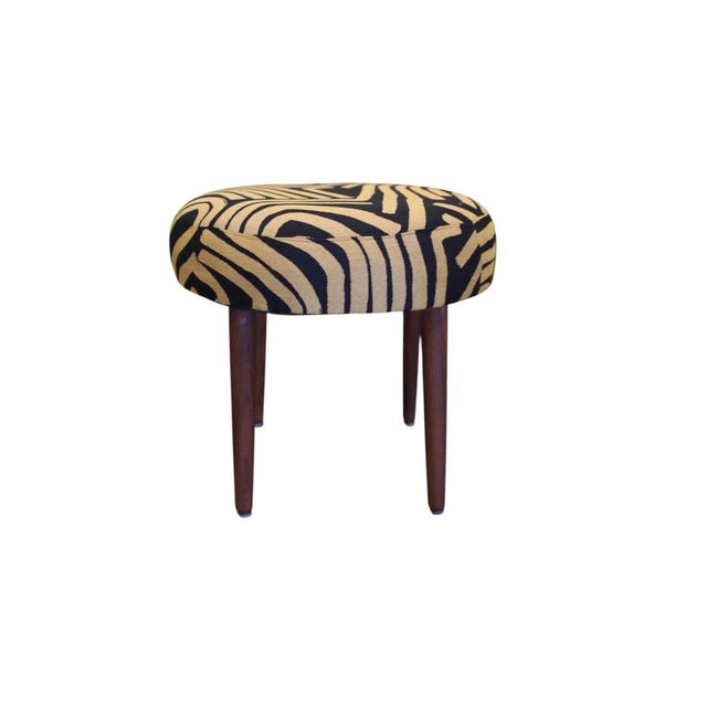 Brown Danish Round Stool in Mustard Yellow and Black, 1960s For Sale - Image 8 of 8
