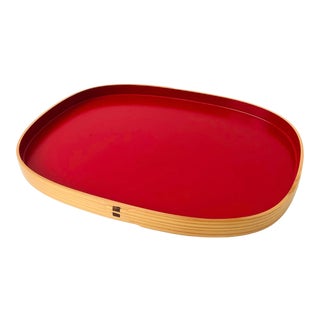 Large Rectangular Vintage Japanese Magewappa Lacquered Tray For Sale