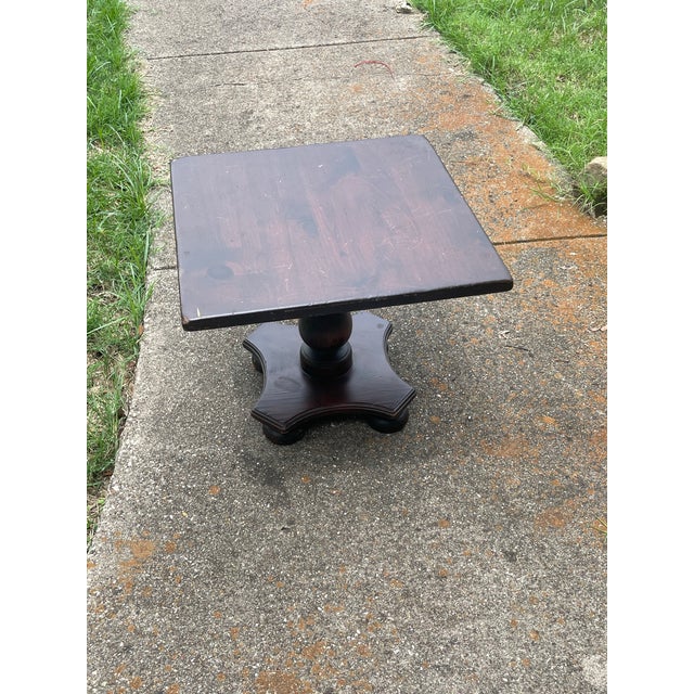 Ethan Allen Ethan Allen Old Tavern Antiqued Pine Square Pedestal End Table For Sale - Image 4 of 5