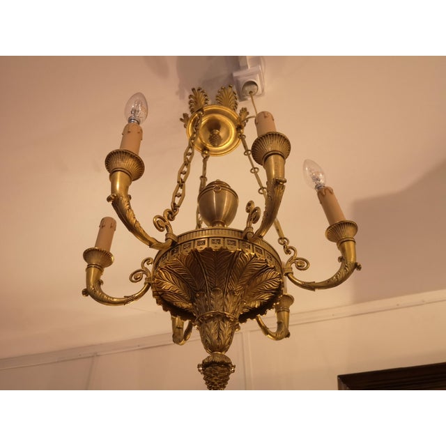 Traditional French Empire Gilt Bronze Chandelier For Sale - Image 3 of 11
