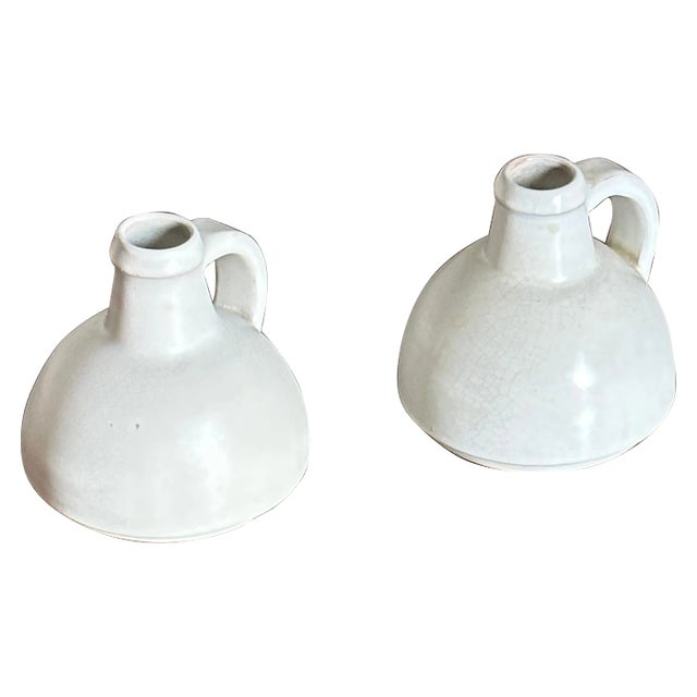 1940s Nittsjö Jug Vases With Handle, Sweden- a Pair For Sale