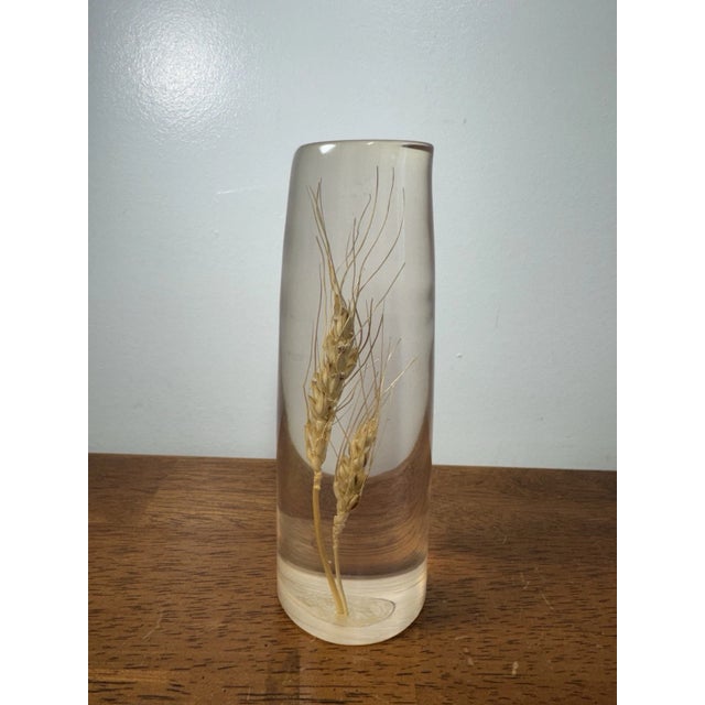 Plastic Vintage Daisyglas Hand Crafted Lucite Resin Wheat Paperweight Decor Campbell Ca For Sale - Image 7 of 11