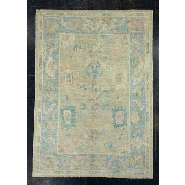 Blue Turkish Oushak Rug 5'1" x 7'2" #17362 For Sale - Image 8 of 8