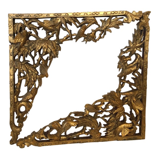 Old Chinese Gilt Wood Fragments, Pair For Sale