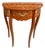 French Demi-Lune Accent Side Table With Marquetry Inlay, Brass Hardware & Gold Leaf Details For Sale