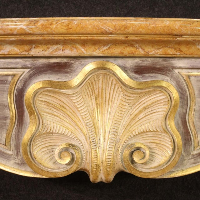 1980s Italian Scenic Painted and Gilded Wooden Fireplace, 1980 For Sale - Image 5 of 13