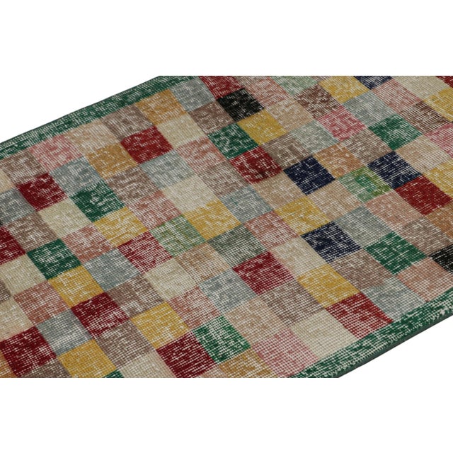 Rug & Kilim 1960s Vintage Zeki Müren Art Deco Rug With Geometric Patterns For Sale - Image 4 of 7