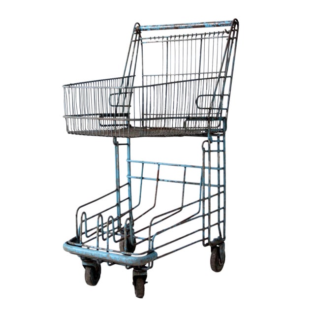 Vintage Metal Shopping Cart Chairish