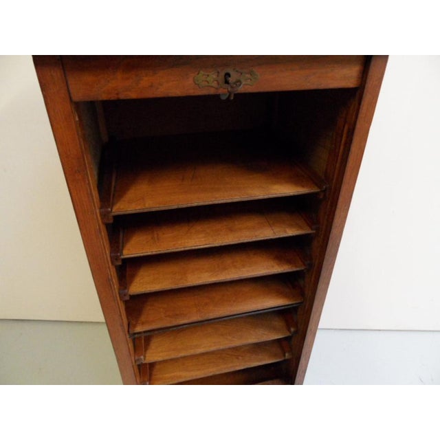 Brown Antique Filing Cabinet with Roller Shutter, 1890s For Sale - Image 8 of 10