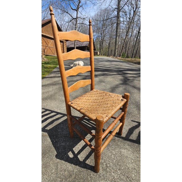 Late 19th Century Pair of Ashe County, North Carolina Maple Ladder Back Chairs For Sale In Charlotte - Image 6 of 16