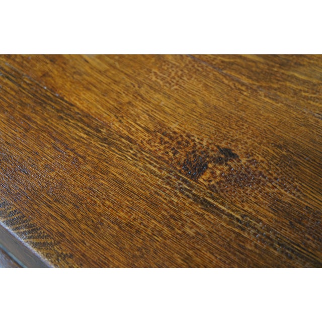 Antique Mission Arts & Crafts Quartersawn Oak Hall Storage Bench Seat Settee 50" For Sale - Image 13 of 13