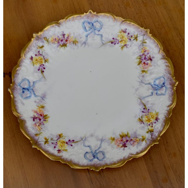 Antique Early 20th Century- (1900's) Round Plate has a French Style. Brand is Limoges. Made of Porcelain with Floral,...