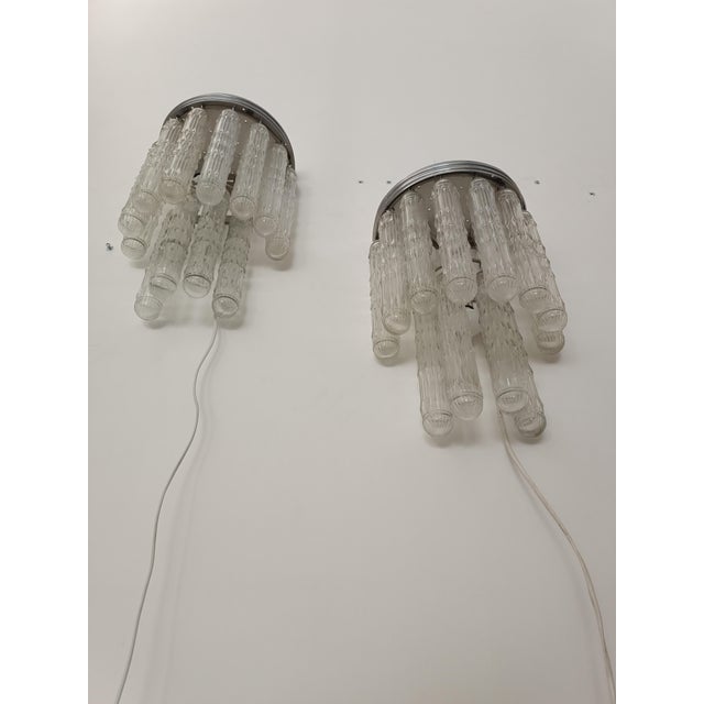 Silver Murano Glass Light Fixtures from Venini, 1970s, Set of 3 For Sale - Image 8 of 17