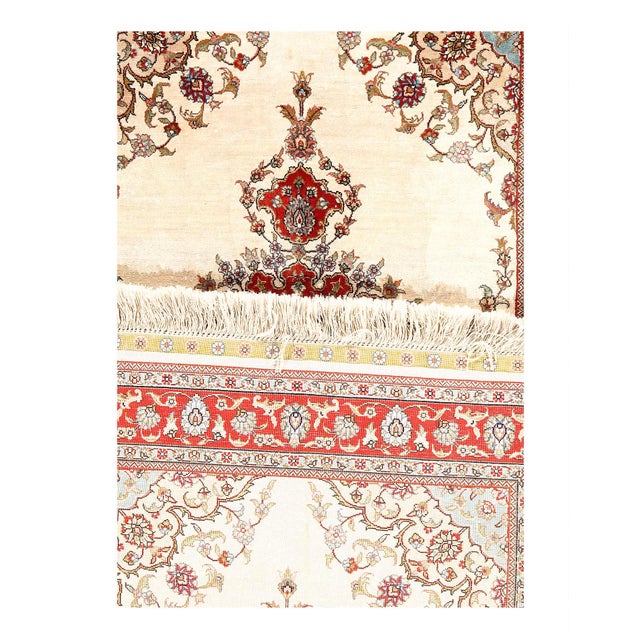 Traditional Pasargad DC Ivory Sino Pure Silk Rug For Sale - Image 3 of 4