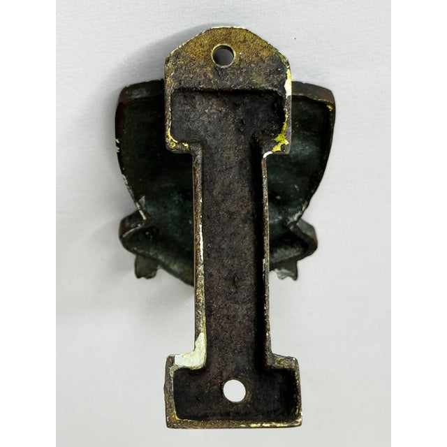 British Cheddar Bronze Door Knocker Heraldic Coat of Arms Shield Fleur De Lys C1925 For Sale - Image 15 of 18
