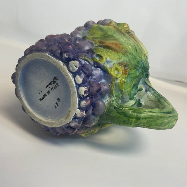 1970s Vintage Rustic European Italian Trompe L’Oeil Grape Cluster Pitcher For Sale - Image 9 of 9