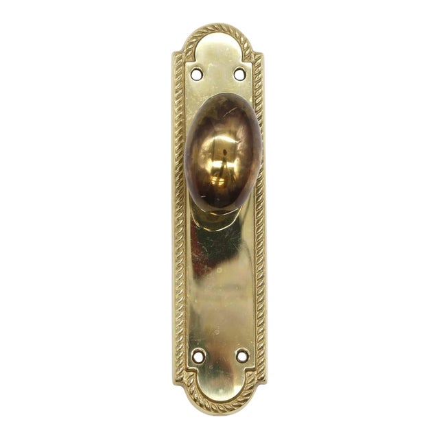 Late 20th Century Traditional Braided Polished Brass Oval Door Knob Dummy Set For Sale