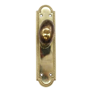 Late 20th Century Traditional Braided Polished Brass Oval Door Knob Dummy Set